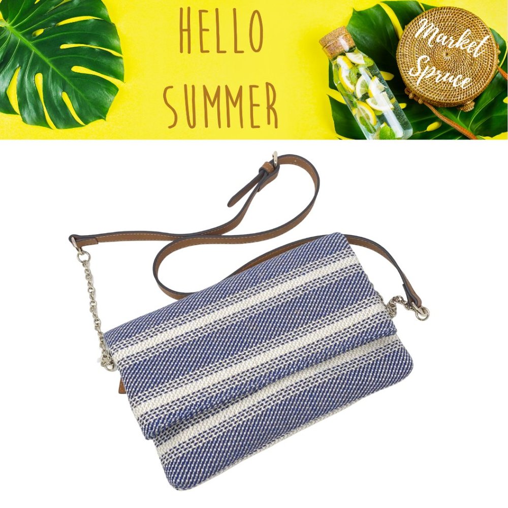 Market & Spruce Blue Stripe Fold Over Crossbody